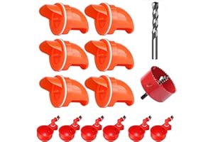 Yssen Chicken Feeders and Chicken Waterer Set, 6 Chicken Feeders Ports with 6 Chicken Water Cups, Automatic Poultry Feeder Kit for Chicken, Ducks, Birds, Geese, Quail （Orange）