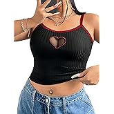 SOLY HUX Women's Plus Size Goth Cami Crop Tops Contrast Mesh Spaghetti Strap Summer Top