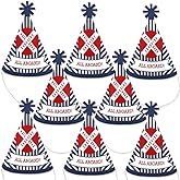 Big Dot of Happiness Railroad Party Crossing - Mini Cone Steam Train Birthday Party or Baby Shower Hats - Small Little Party Hats - Set of 8