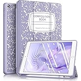 Fintie SlimShell Case for iPad 9th / 8th / 7th Generation (2021/2020/2019 Model) 10.2 Inch - [Built-in Pencil Holder] Soft TPU Protective Stand Back Cover, Auto Wake/Sleep, Composition Book Lilac