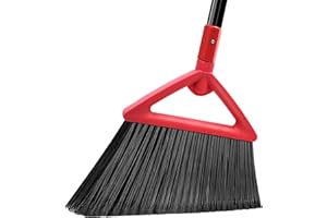 PUTNATRUE Heavy Duty Commercial Broom,Upgraded Angle Brooms for Sweeping Indoor and Outdoor,Perfect Red Broom of Kitchen,Garage,Industrial and Courtyard