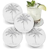 Palm Tree Absorbent Drink Coasters - Set of 4 - Made in USA