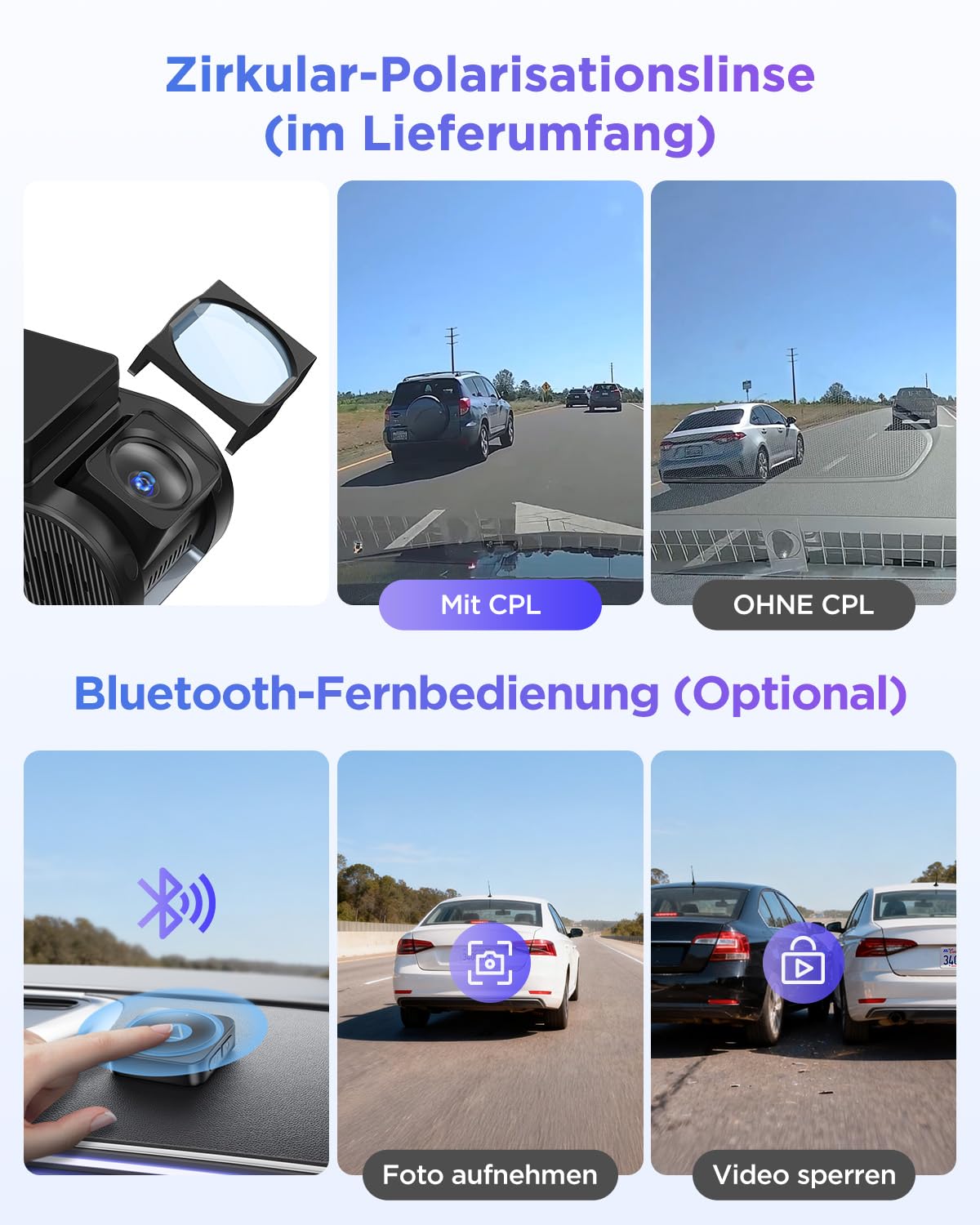 VIOFO A119M Pro 4K HDR Mini Dashcam Auto mit CPL, Wi-Fi 6 & GPS Autokamera Vorne mit STARVIS 2, Sprachsteuerung & Sprachausgabe, Nachtsicht 2.0, Gepuffertes Parkmodus, 1,5" LCD Versteckte Dash Cam 8