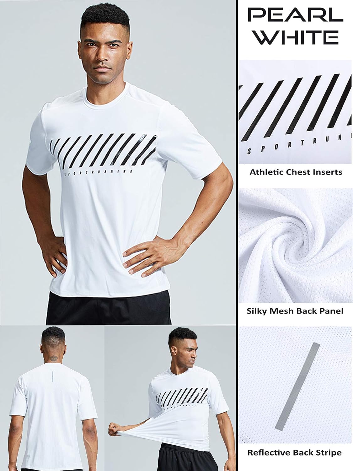 5 Pack Men’s Active Quick Dry Crew Neck T Shirts | Athletic Running Gym Workout Short Sleeve Tee Tops Bulk: Clothing