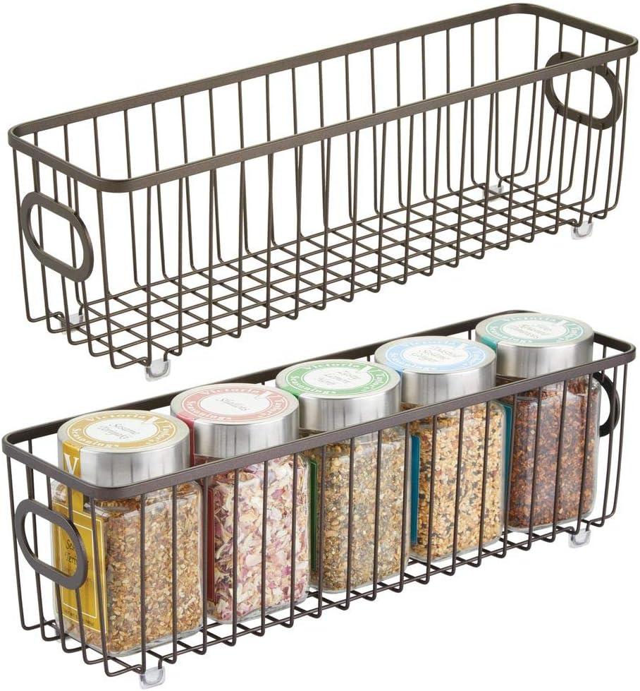 mDesign Set of 2 Wire Basket with Handles — All Purpose Basket for