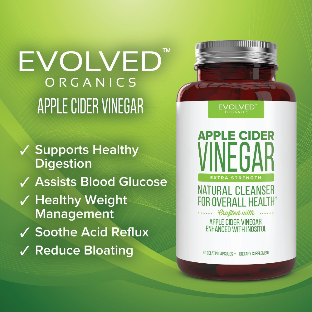 Extra Strength Apple Cider Vinegar Pills with Inositol- Supports Detox Cleanse, Natural Weight Loss, Digestive Enzymes and Healthy Blood Sugar- 60 Capsules