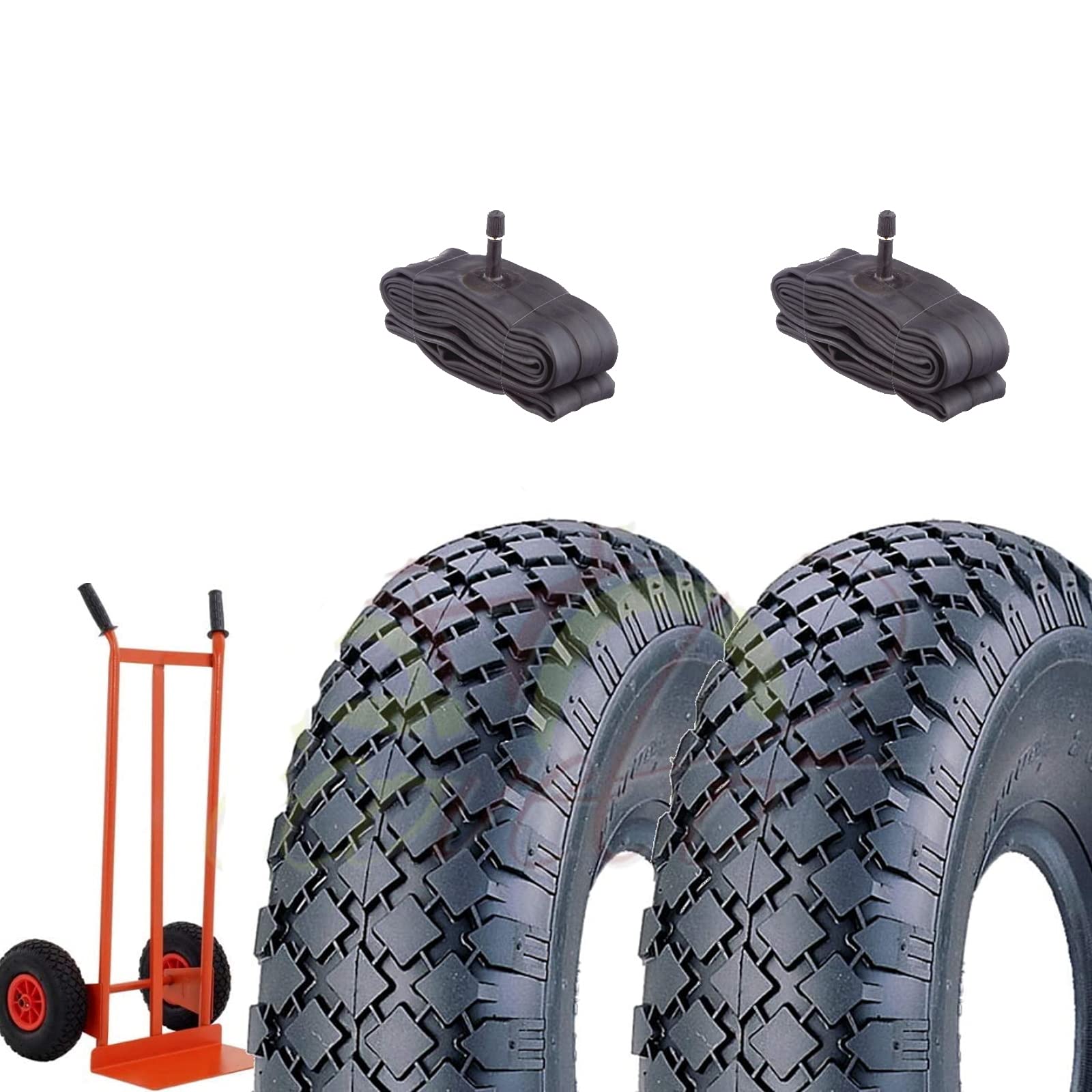 Ecovelò EGA04NCE 2 Tyres 3.00 – 4 + Reinforced Tyre Chambers 2PR Tyres for Trolley Luggage Carrier