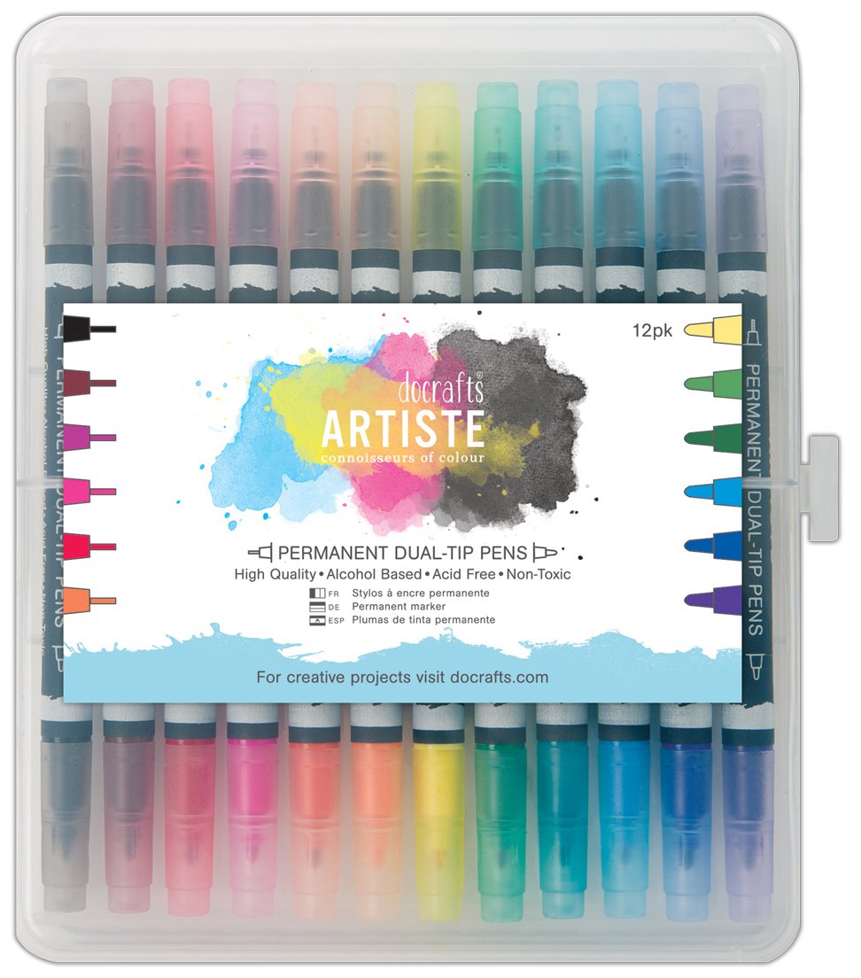 Artiste Thick and Thin Permanent Dual Tip Pen, Pack of 12