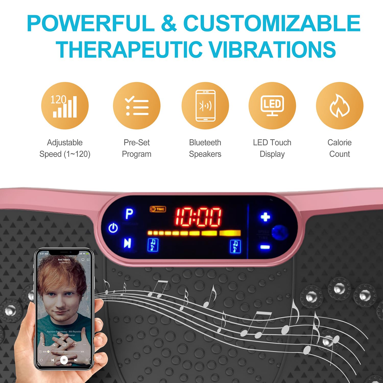 AXV Vibration Plate Fitness Platform Exercise Machine Vibrating Lymphatic Drainage Shaking Full Body Shaker Workout Vibrate Stand Shake Board Sport Gym for Weight Loss Fat Burner for Women Men - Image 5