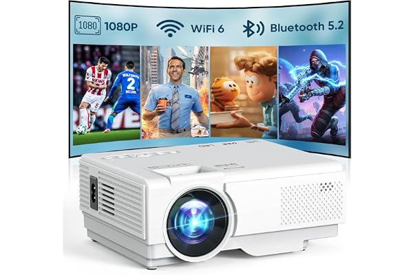 Projector with WiFi and Bluetooth, Upgrade Outdoor Projector, Mini Movie Projector Supports 1080P Synchronize Smartphone Screen by WiFi/USB Cable for Home Entertainment (WiFi)