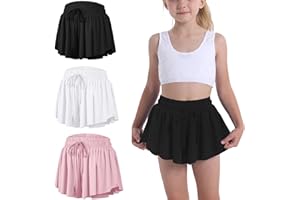 SKYANT Flowy Butterfly Shorts for Girls 2-in-1 Athletic Running Skirt Shorts Cheer Tennis Dance Preppy with Spandex Liner