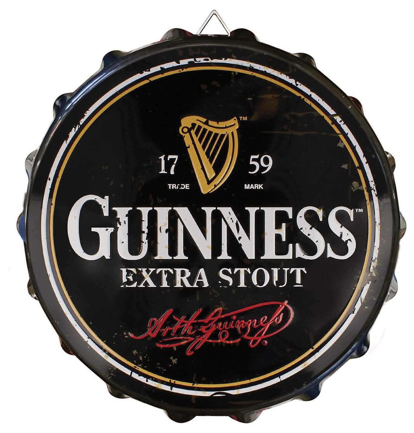 Guinness Bottle Cap Metal Sign - Label Design (28cm x 28cm)