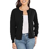 BERESIA Women's Crew Neck Button Down Long Sleeve Cardigan for Women Classic Soft Knit Ladies Cardigan Sweater Coat