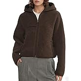 APRROOT Fleece Jacket Women Full Zip up Fuzzy Sherpa Jackets Long Sleeve Cropped Teddy Hooded Sweatshirts with Pockets