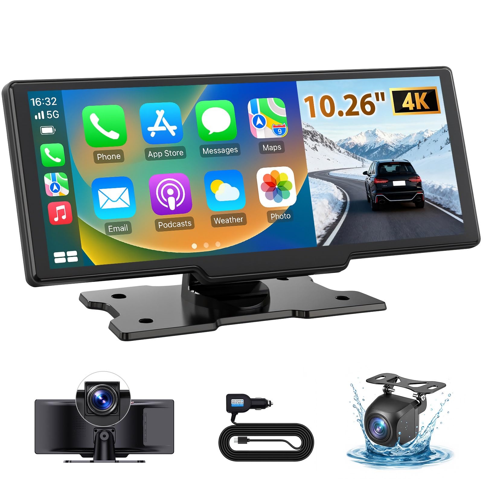Photo 1 of ***MISSING PARTS***
10.26" Wireless CarPlay Screen for Car: 4K Dash Cam & 1080P Backup Camera, Portable Touchscreen Car Stereo for Apple Carplay & Android Auto, GPS Navigation, Mirror Link, BT, FM, Voice Control