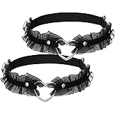 2 PCS Lace Heart Thigh Garter Black Adjustable Elastic Leg Garters Belt Lace Thigh Garter Belt for Women Parties