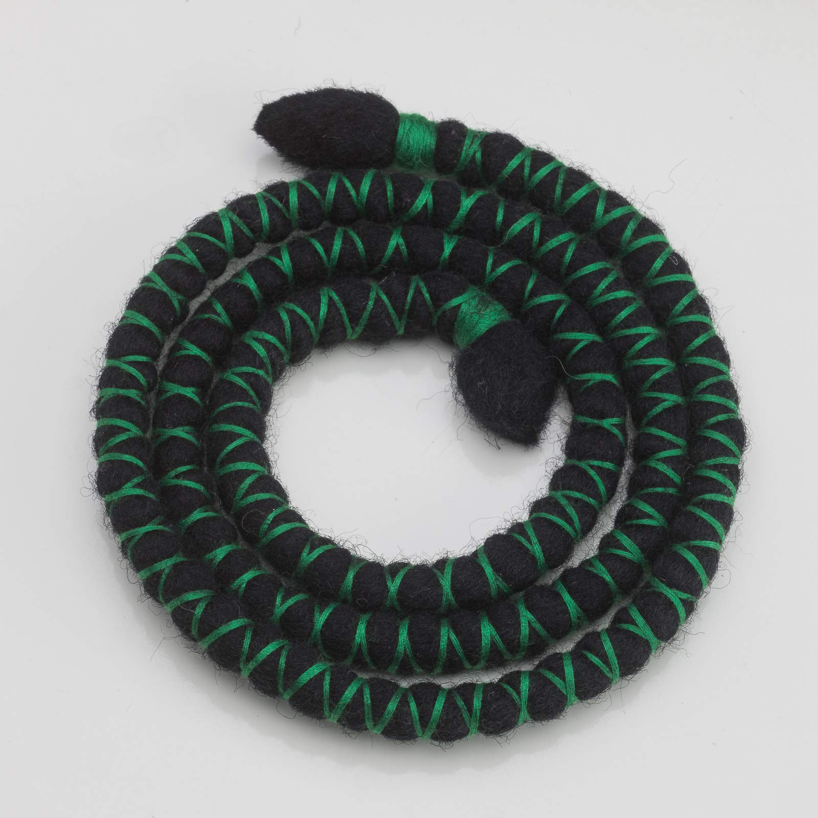 DreadLab - Bendable Spiral Dread Ties (50cm, Black with Green Thread)