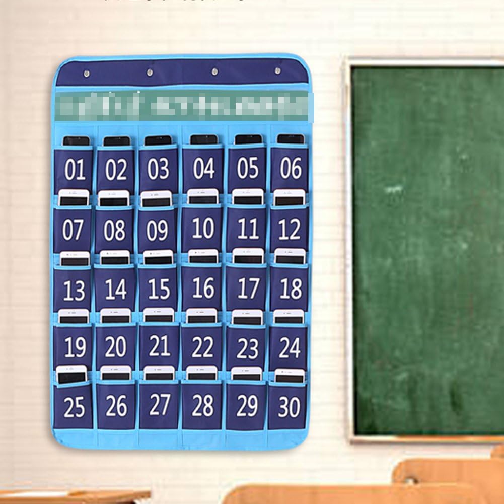 Zmmyr 12 Pockets Pocket Chart Teaching Materials Numbered Classroom Pocket Charts for Cell Phones Holder with Design Slogan Column : Office Products