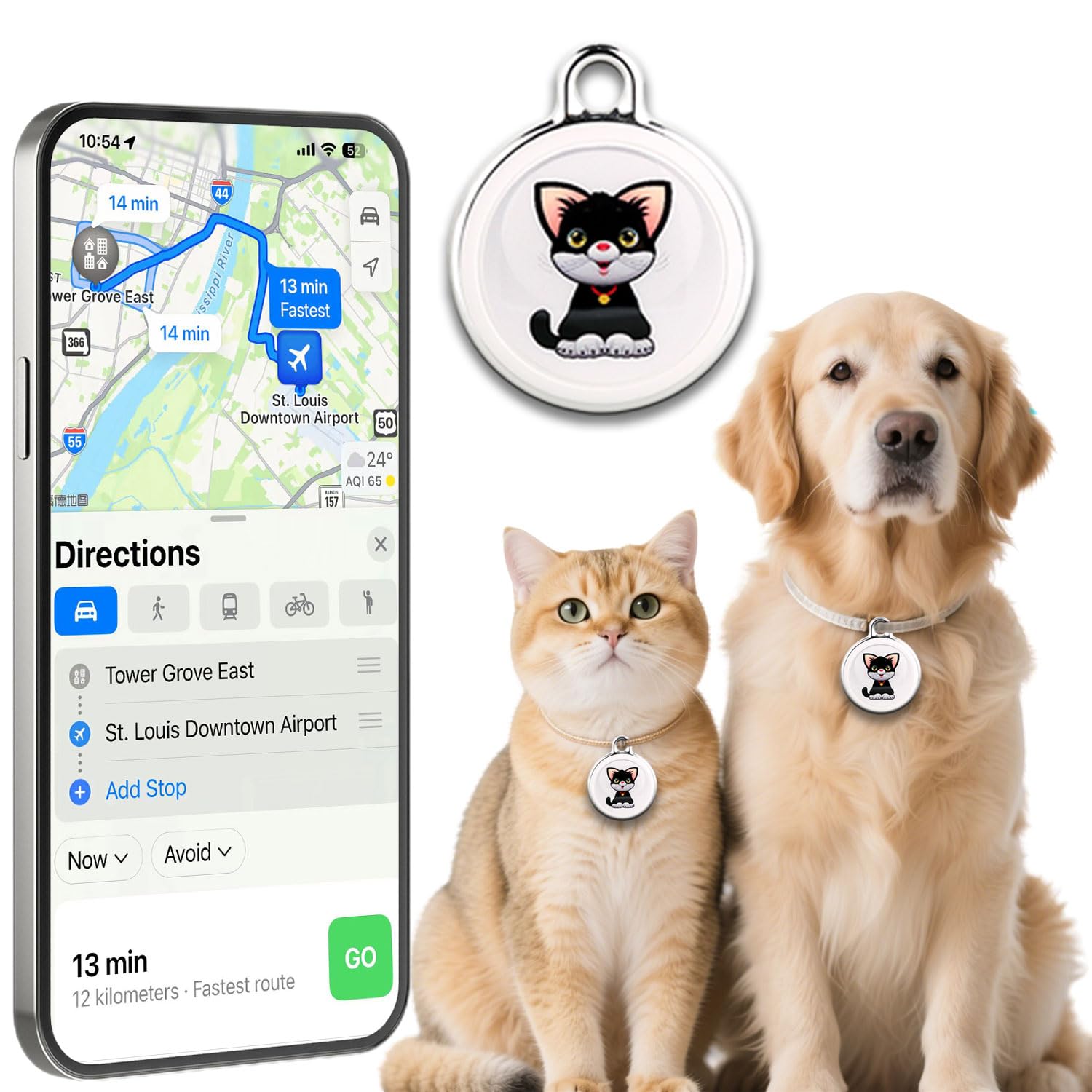 Photo 1 of Morngree Smart GPS Tracker for Dogs, Mini Cat GPS Tracker, Positioning Smart Alarm Pet Tracker, Waterproof and Drop-Proof, Extra Long Battery Life of 365 Day, No Subscription