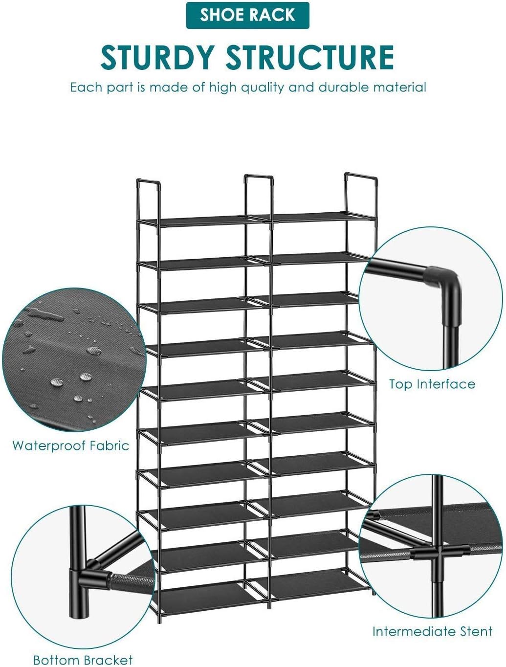 10 tier shoe rack on Shoe Organizers Oraf 10 Tier Shoe Rack 69 Sturdier Structure Adjustable Sturdy Diy Shoe Stand Storage Sneaker Tower Tall For Door Floor Closet 50 Pairs Shoe Shelf Big Organizer 35 83l 11 22w 68 90h