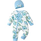 Mioglrie Newborn Baby Girl Clothes Long Sleeve Romper Infant Fall Winter Outfits Floral Hat Jumpsuit Preemie Girl Clothes