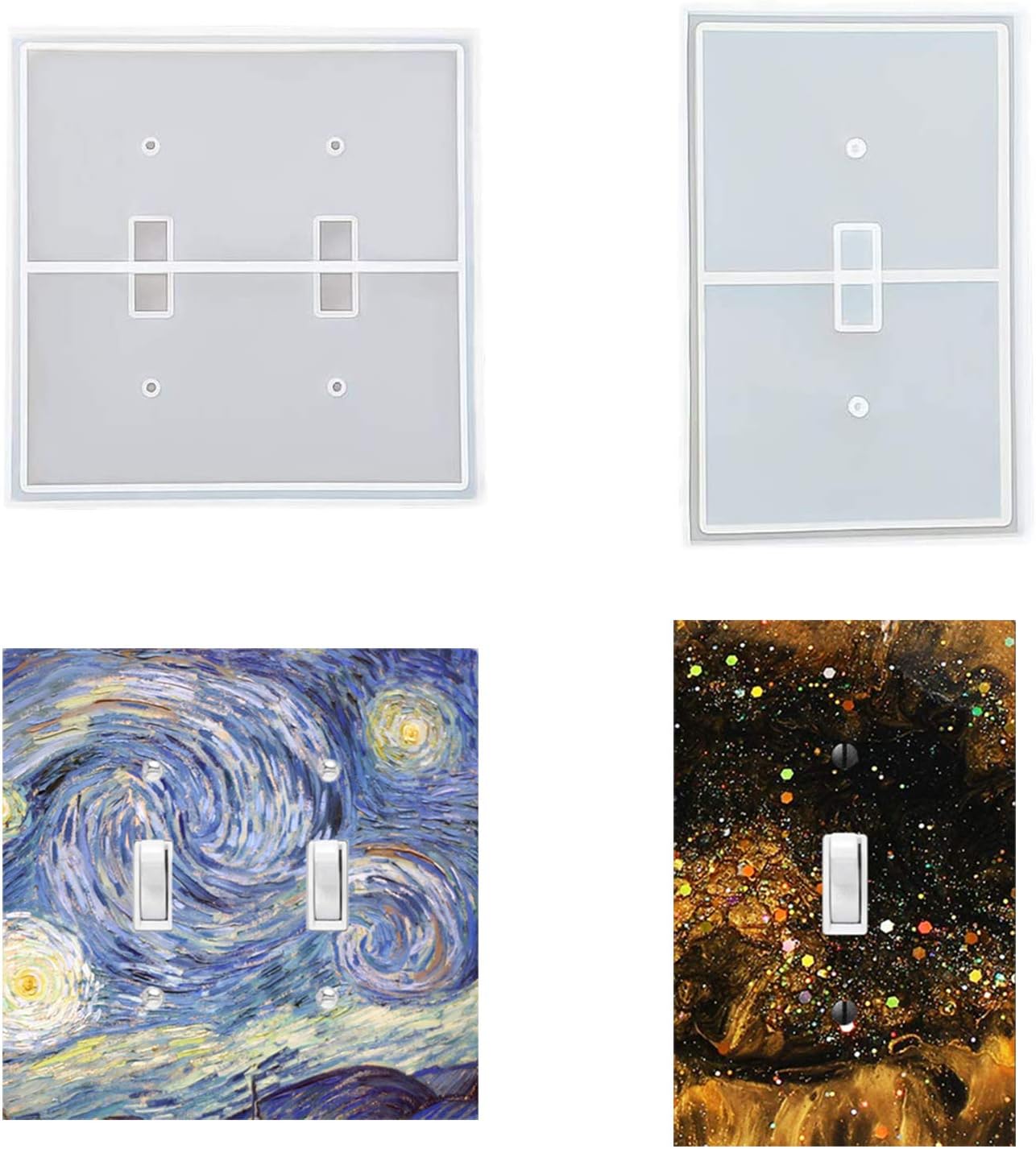 Cashger Switch Panel Resin Silicone Molds, 2PCS Switch Covers Mold Wall Plates for Outlets Home Decor Resin Crafts Art Supplies