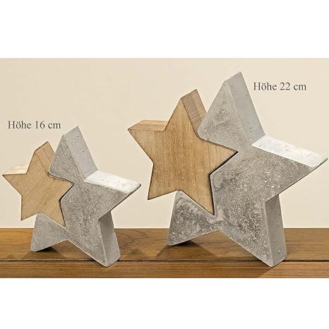 Dekoobjekt Stern Beton Und Holz 22cm