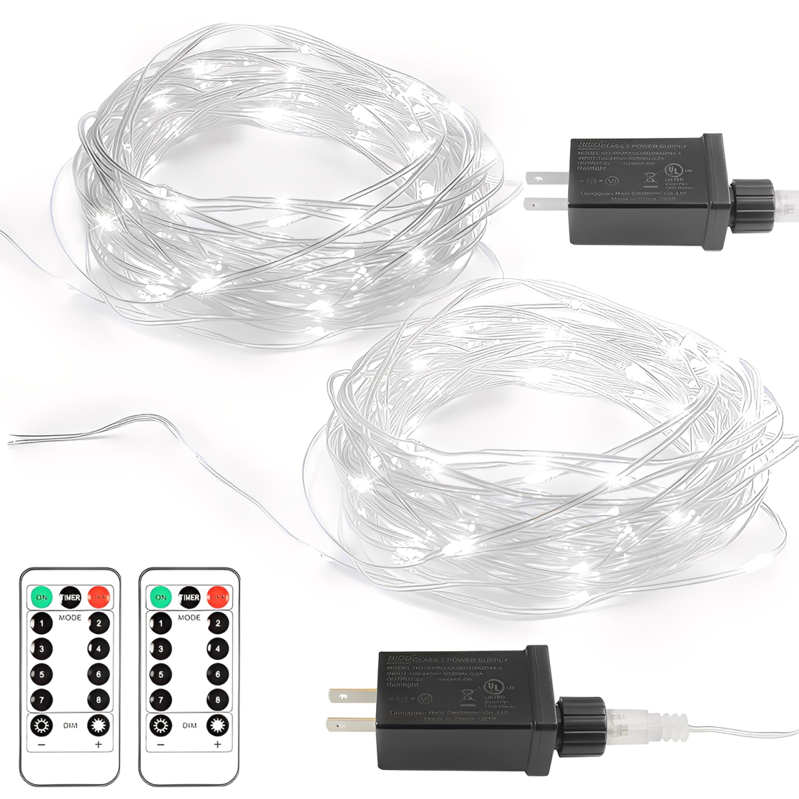 Photo 1 of 2 Pack Fairy String Lights Plug in, 33Ft 100 Micro Starry LED Outdoor String Lights with 8 Modes Timer Dimmable IP68 Full Waterproof Twinkle Lights for Bedroom Garden Christmas Home Decor (Cool White)