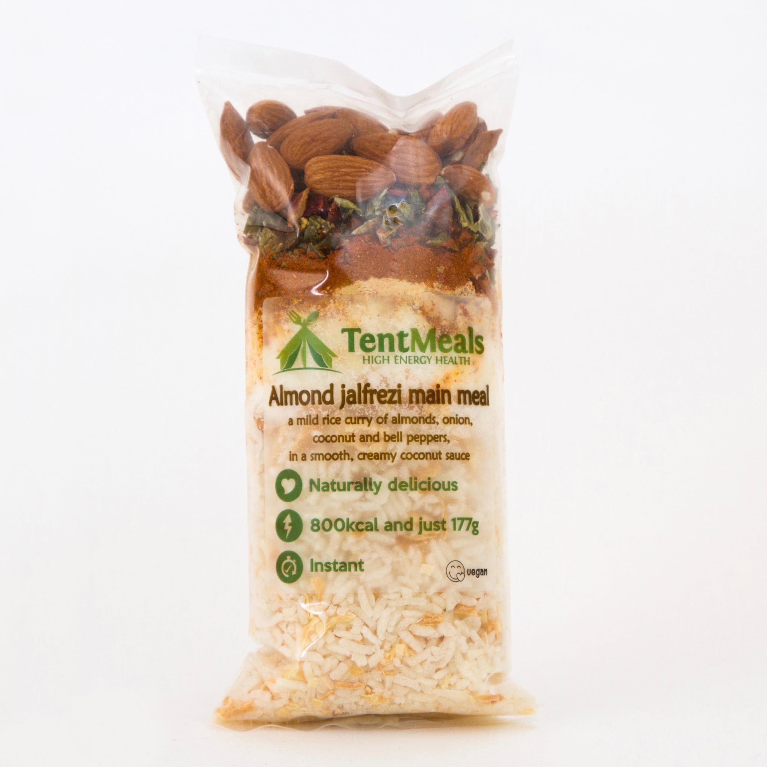 TentMeals Camping and Expedition Food: Almond Jalfrezi Main Meal. 1x Large 800 kcal pack