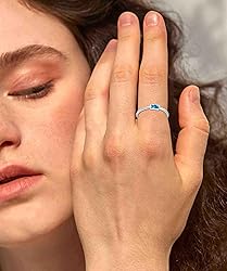 RLMOON Birthstone Ring for Women Non Tarnish Silver