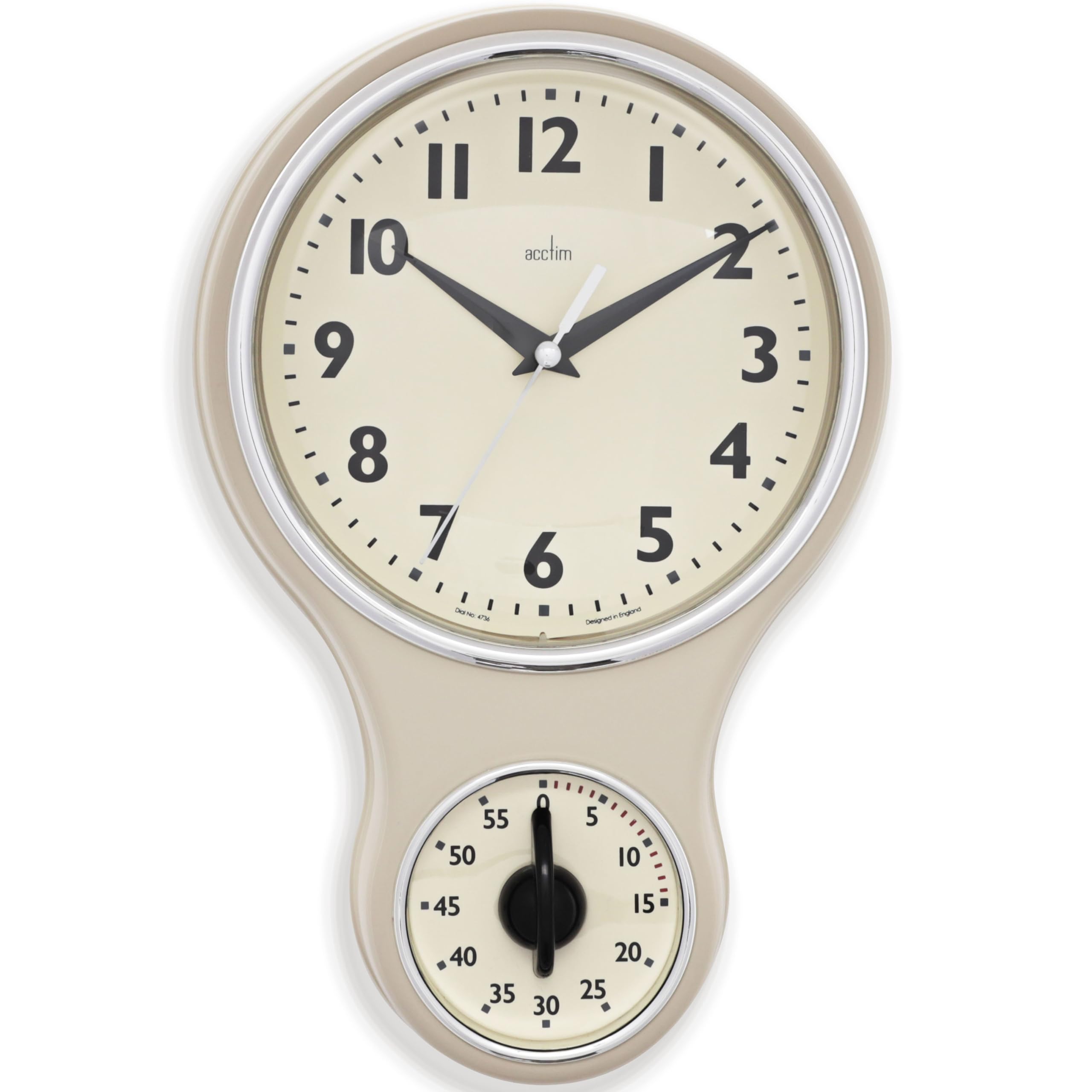 Acctim Kitchen Time Wall Clock Timer Quartz Retro Style Domed Glass Lens Cream 20cm, 1 - Pack โ image 1