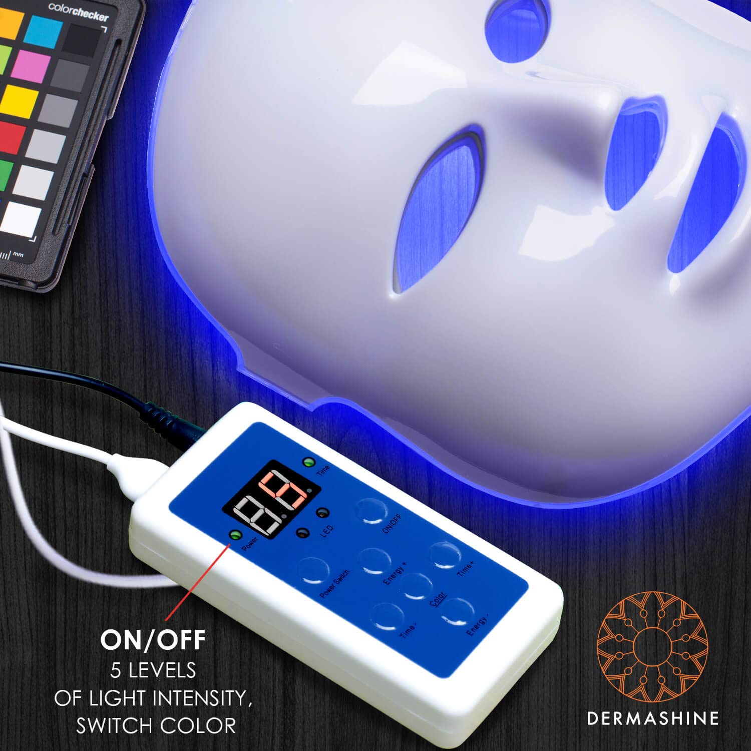 Dermashine Pro 7 Color LED Mask for Face Photon Red Light For Healthy