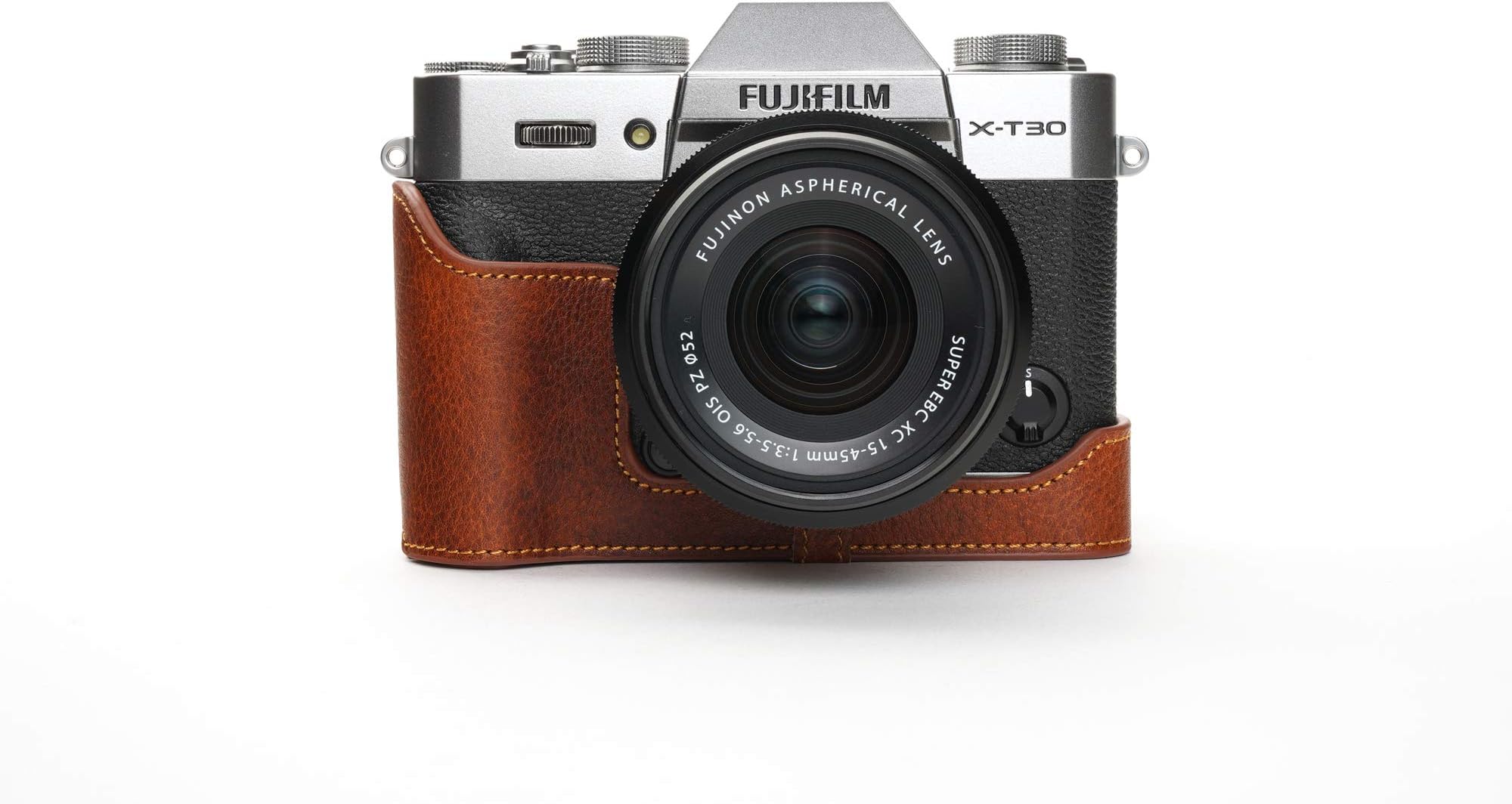 Fuji X-T30 Case, Zakao Handmade Genuine Real Leather Half Camera Case Bag Cover for Fujifilm Fuji X-T30 XT30 X-T20 XT20 X-T10 XT10 Bottom Opening Version With Hand Strap (LavaBrown)