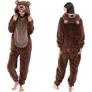 Snug Fit Unisex Adult Onesie Pajamas, Flannel Cosplay Animal One Piece Halloween Costume Sleepwear Homewear