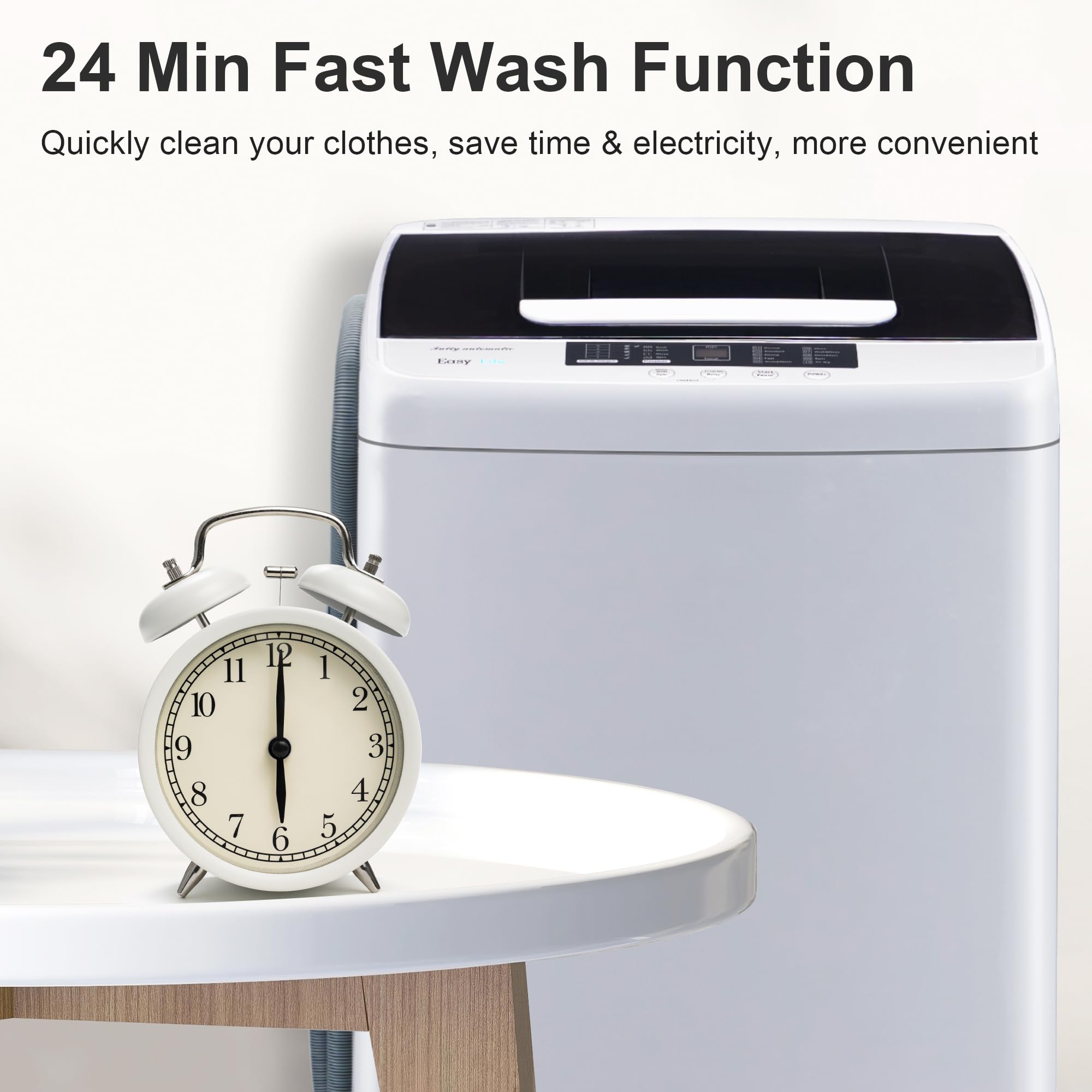 Spurgehom Portable Washing Machine, 15.6 lbs Full Automatic Washing Machine Built- in Pump Drain, washer and dryer combo with LED Display, 10 Cycles, 8 Water Level, Laundry Machine for Apartment, Rv