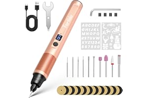Tarlido Electric Engraving Pen, Mini Cordless Rotary Tools, USB-C Rechargeable Etching Pen, 4V/1200mAh DIY Engraver Machine for Metal, Wood, Glass, Plastic,2 Stencils, Rose Gold