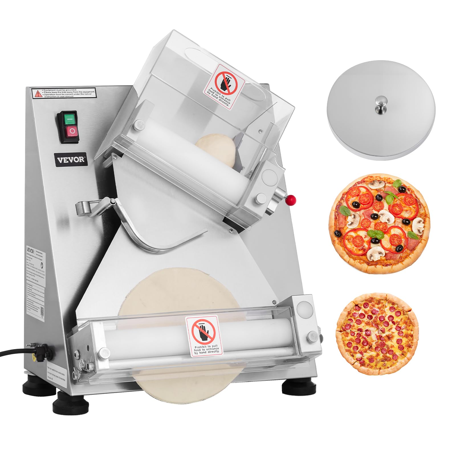Photo 1 of *USED*
VEVOR Pizza Dough Roller Sheeter, 3-14 Inch Automatic Stainless Steel Pizza Press, Commercial Electric 370W Pasta Maker Machine, 260 pcs Per Hour, Adjustable Thickness, with Dough Press Lid