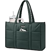 LOVEVOOK Laptop Bag for Women, Puffer Tote Bag for Work 15.6 Inch Large Computer Briefcase for Teacher Nurse, Quilted Lightweight Casual Shoulder Bag For Travel, Daily