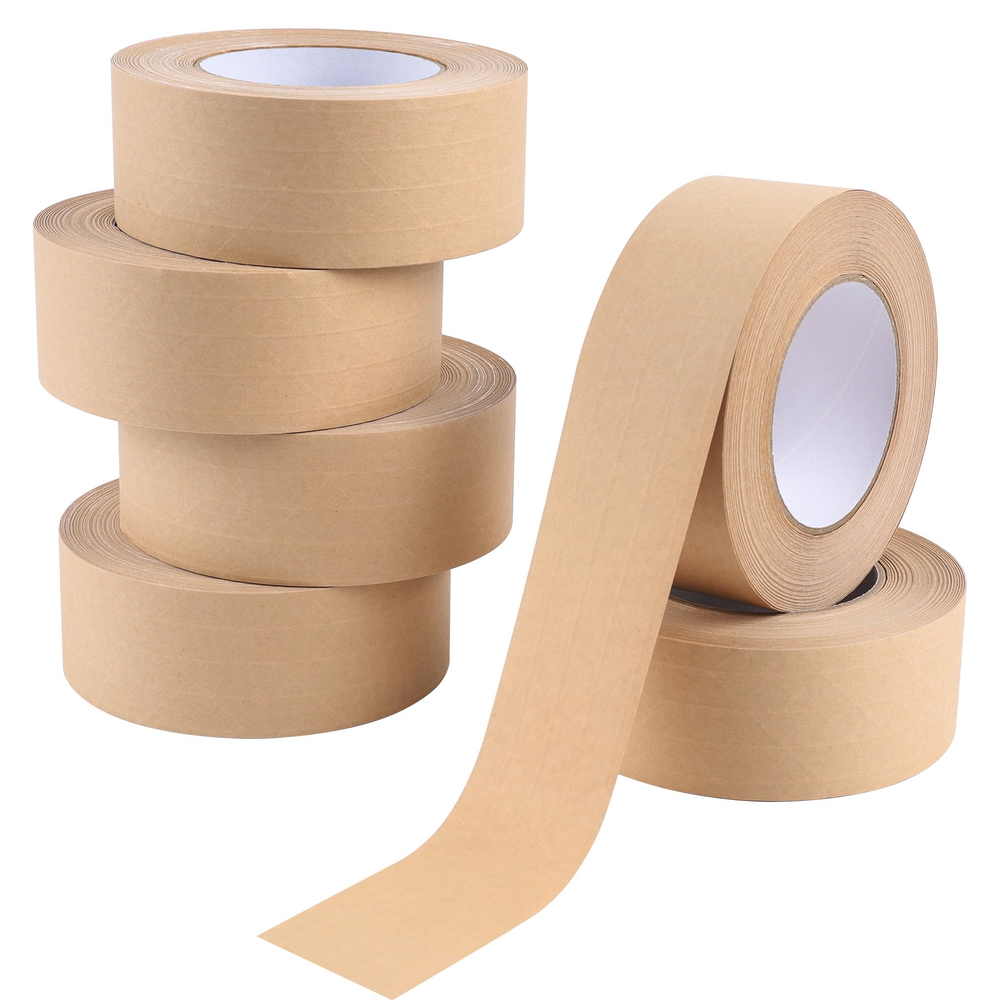 Photo 1 of Lichamp 6-Pack Water Activated Kraft Paper Packing Tape, 2" x165 ft Heavy-Duty Eco-Friendly Packaging Tape, Writable & Recyclable for Shipping, Moving, Ecommerce Boxes