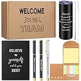 Teenyyou 7 Pcs New Employee Welcome to The Team Gift Set Welcome to The Team Gift Box Include 1 20oz Tumbler 1 Notebook 3 Pens and 1 Sticky Note for New Employee Worker(Black)