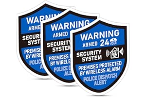 LUHIMO 3PCS Security Alarm System Sign for Home, Self-Adhesive Weatherproof Small 24 Hours Warning Sticker, Safety Protection System for House Doors and Windows, Business Indoor & Outdoor Use 2.8x2.4 In
