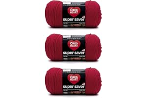 Red Heart Super Saver Cherry Red Yarn - 3 Pack of 198g/7oz - Acrylic - 4 Medium (Worsted) - 364 Yards - Knitting/Crochet