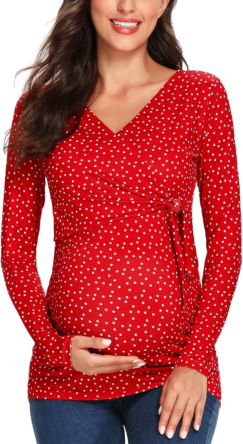 Glampunch Womens Maternity Shirts Short/&Long Sleeve V-Neck Comformation Cute Maternity Tops