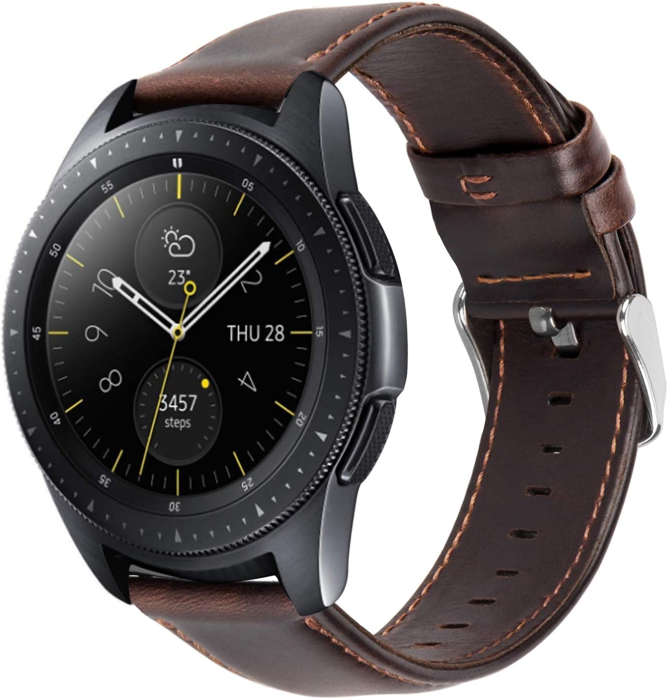 MroTech Quick Release Strap Genuine Leather 20mm Watch Band compatible with Samsung Galaxy Watch 42mm/Active/Active2/Gear Sport/Gear S2 Classic,Huawei Watch 2 Watchband Replacement coffee