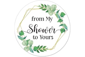 KORTTITALO 50 PCS from My Shower to Yours Favor Stickers - Thank You Stickers for Baby and Bridal Wedding Shower Round Circle Party Favor Stickers.