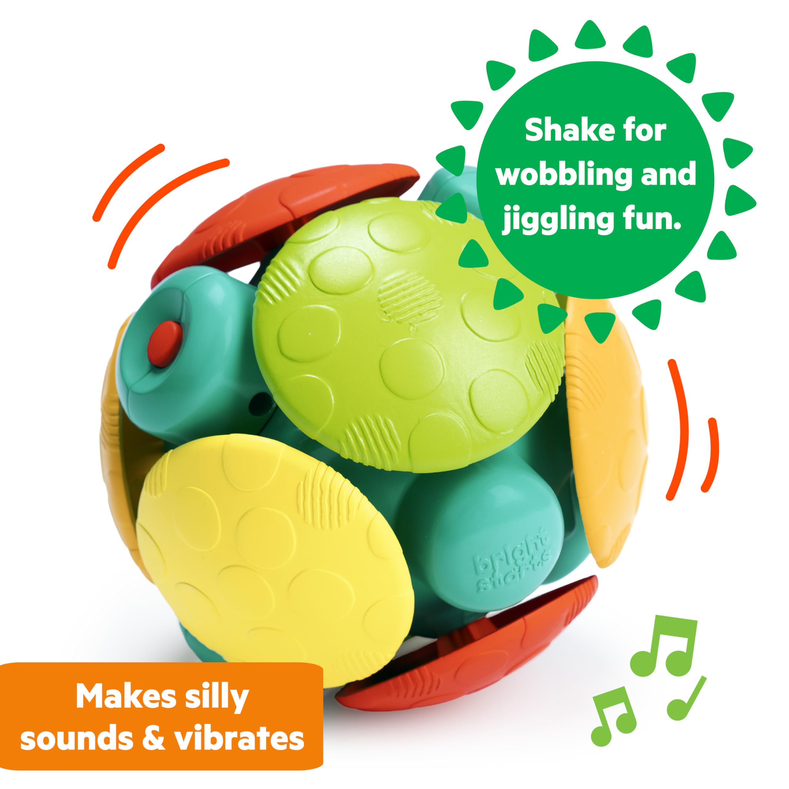 Bright Starts Wobble Bobble Activity Ball Toy, Baby & Toddler Crawl Toy, Interactive Sounds & Textures, Ages 3 Months+