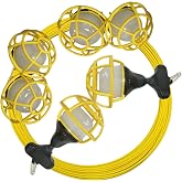 Owleye 50FT Construction String Lights, 85W 8000ML Led String Work Light, Temporary Utility Rope Lighting, 120V, 6 Bulbs, 1 Pack for Crawl Space, Basement
