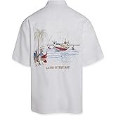 Men's Embroidered Catch of the Day Hawaiian Shirt Short Sleeve Button Up Shirt