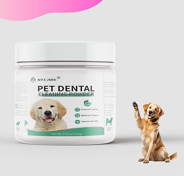 DOG TEETH CLEANING POWDER, DOG DENTAL POWDER AND CATS BREATH FRESHENER, PLAQUE OFF PET TOOTH CLEANING LAB CO, BAD BREATH & TARTAR REMOVER FOR DOGS, + POSTBIOTICS, 3.52 OZ