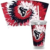 Rico Industries NFL Football Metallic Tie Dye NFL Football Team 16oz Metallic Clear Tumbler W/Straw